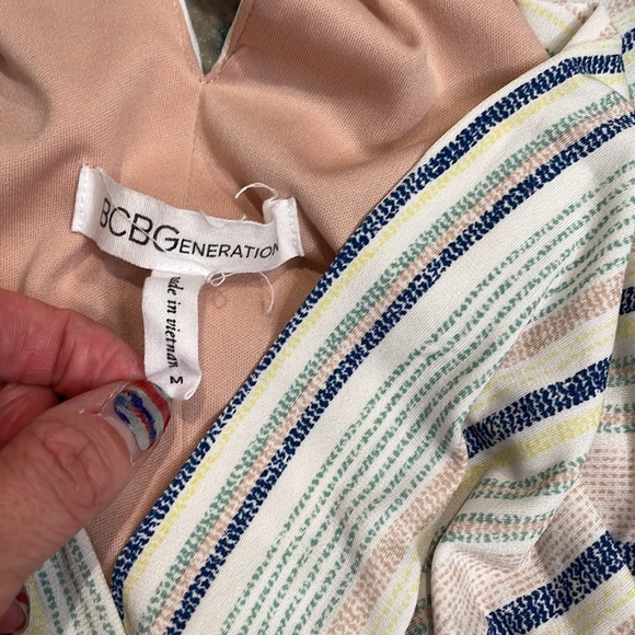 BCBG Generation Striped Midi Dress With Pockets - Picture 3 of 6